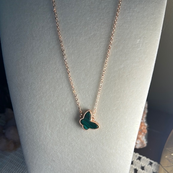 Malachite Butterfly Pendant Necklace - Picture 7 of 8